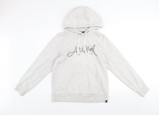 Animal Women's Grey Speckled Pullover Hoodie Size 12 Cotton Blend Casual