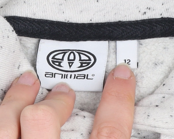 Animal Women's Grey Speckled Pullover Hoodie Size 12 Cotton Blend Casual