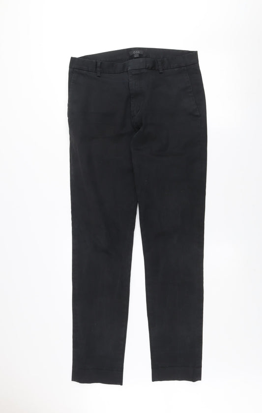 COS Men's Black Slim Fit Cotton Chino Trousers Size M