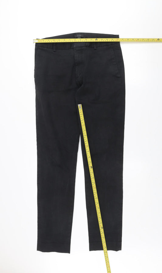 COS Men's Black Slim Fit Cotton Chino Trousers Size M