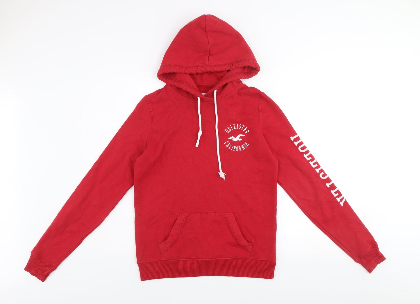 Mens UK Size XS Hollister Red Pullover Hoodie