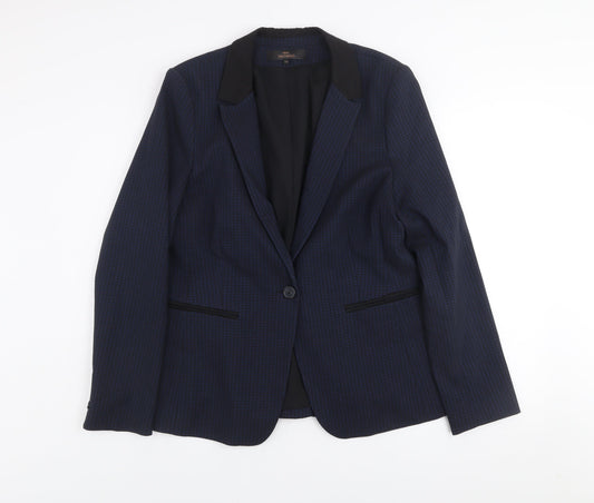 Next Womens Blue Houndstooth Tailored Blazer Jacket Size 18
