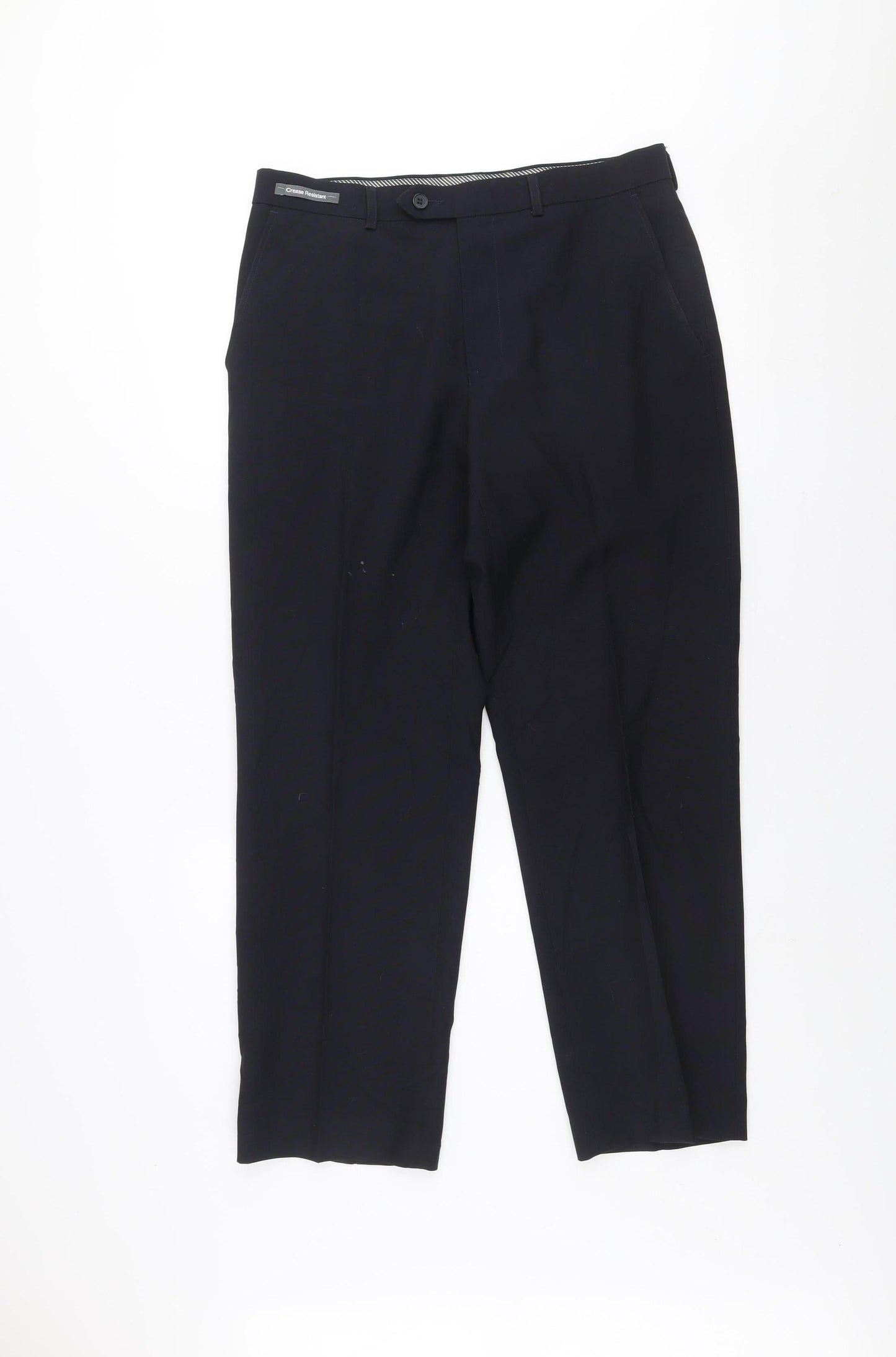Marks and Spencer Men's Navy 32R Dress Trousers Polyester Regular Fit