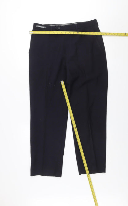 Marks and Spencer Men's Navy 32R Dress Trousers Polyester Regular Fit
