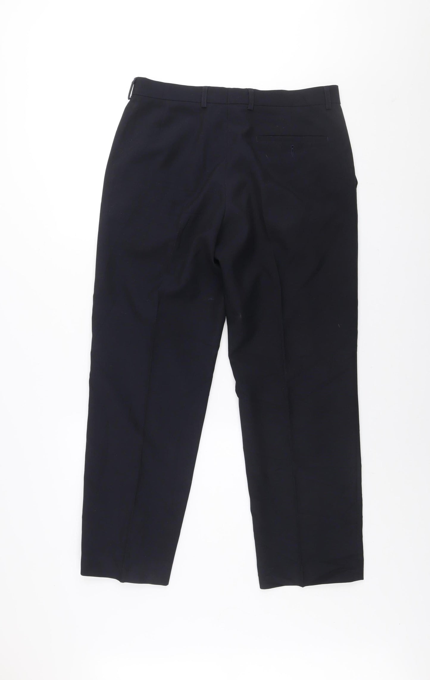 Marks and Spencer Men's Navy 32R Dress Trousers Polyester Regular Fit