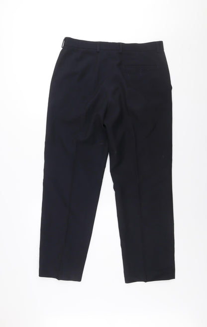 Marks and Spencer Men's Navy 32R Dress Trousers Polyester Regular Fit