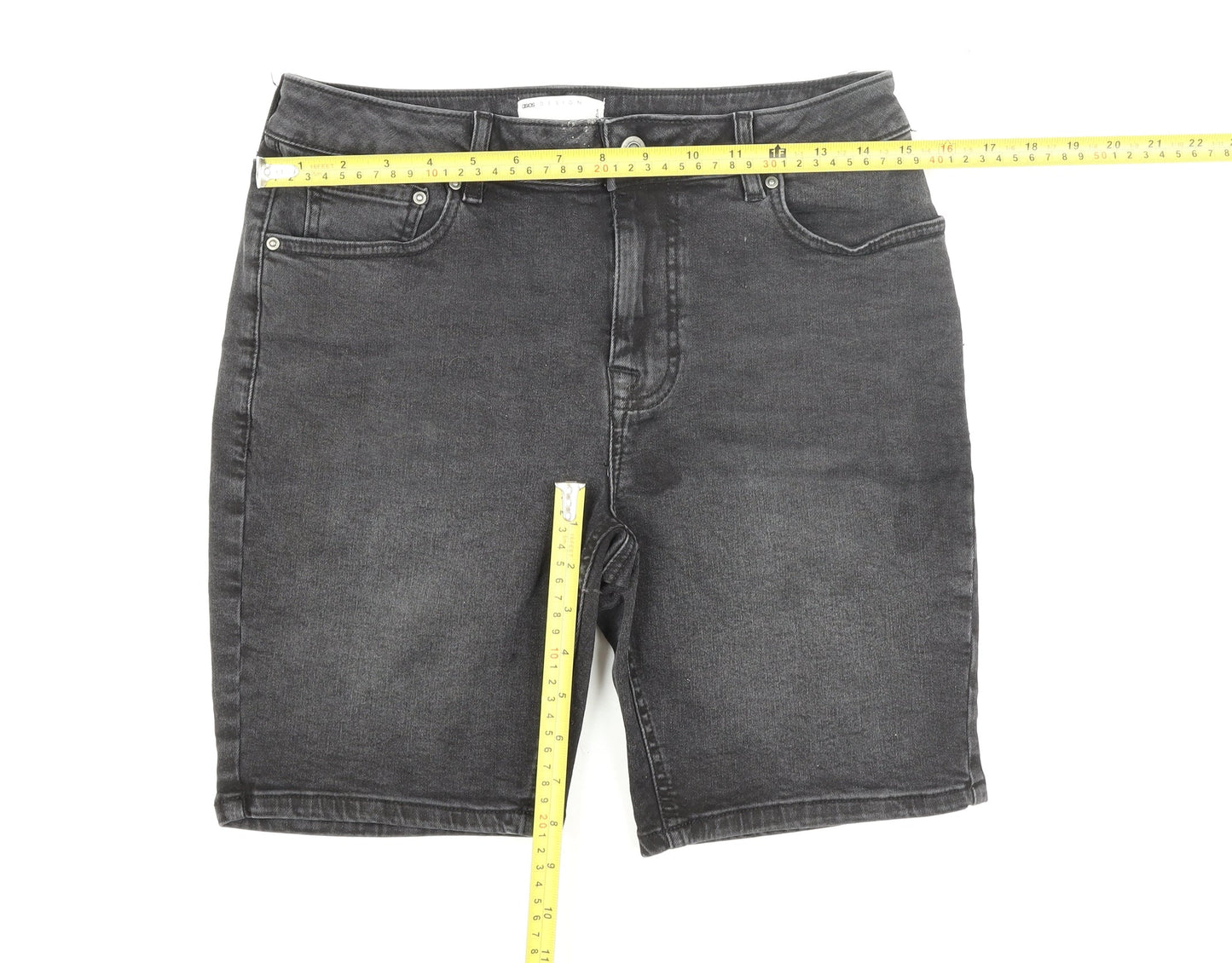 ASOS DESIGN Women's Black Denim Bermuda Shorts Size 16 High Waist