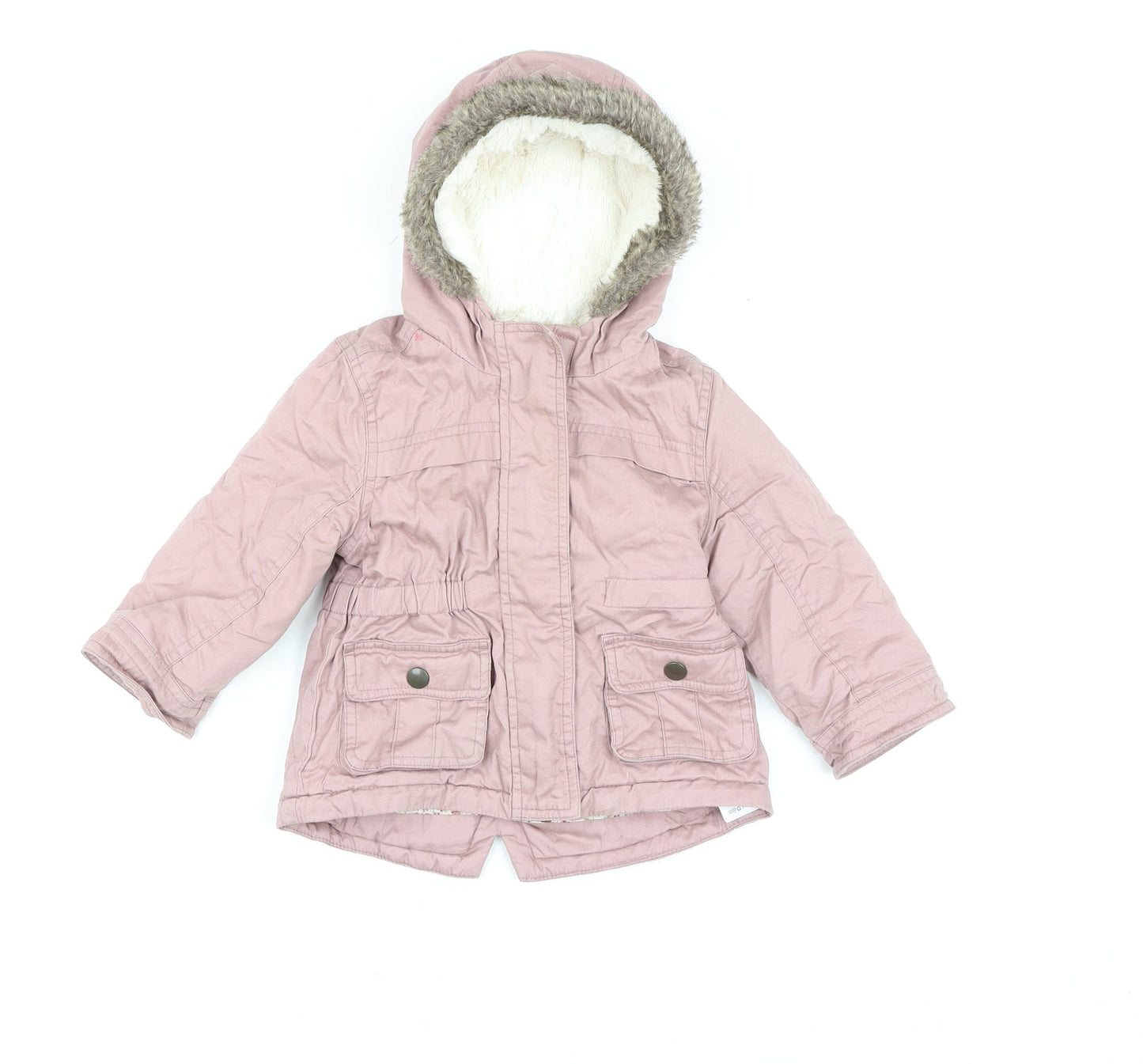 Marks and Spencer Girls Dusky Pink Hooded Parka Coat 12-18 Months