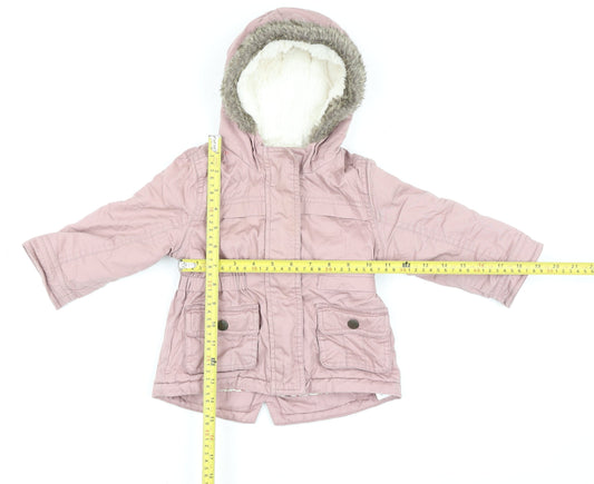 Marks and Spencer Girls Dusky Pink Hooded Parka Coat 12-18 Months