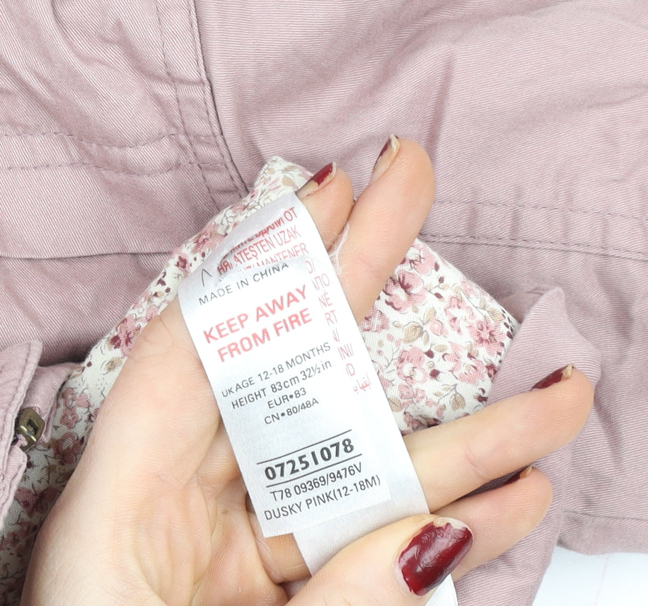 Marks and Spencer Girls Dusky Pink Hooded Parka Coat 12-18 Months