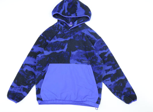 Adidas Men's Blue Fleece Pullover Hoodie Size M Outdoor Sportswear