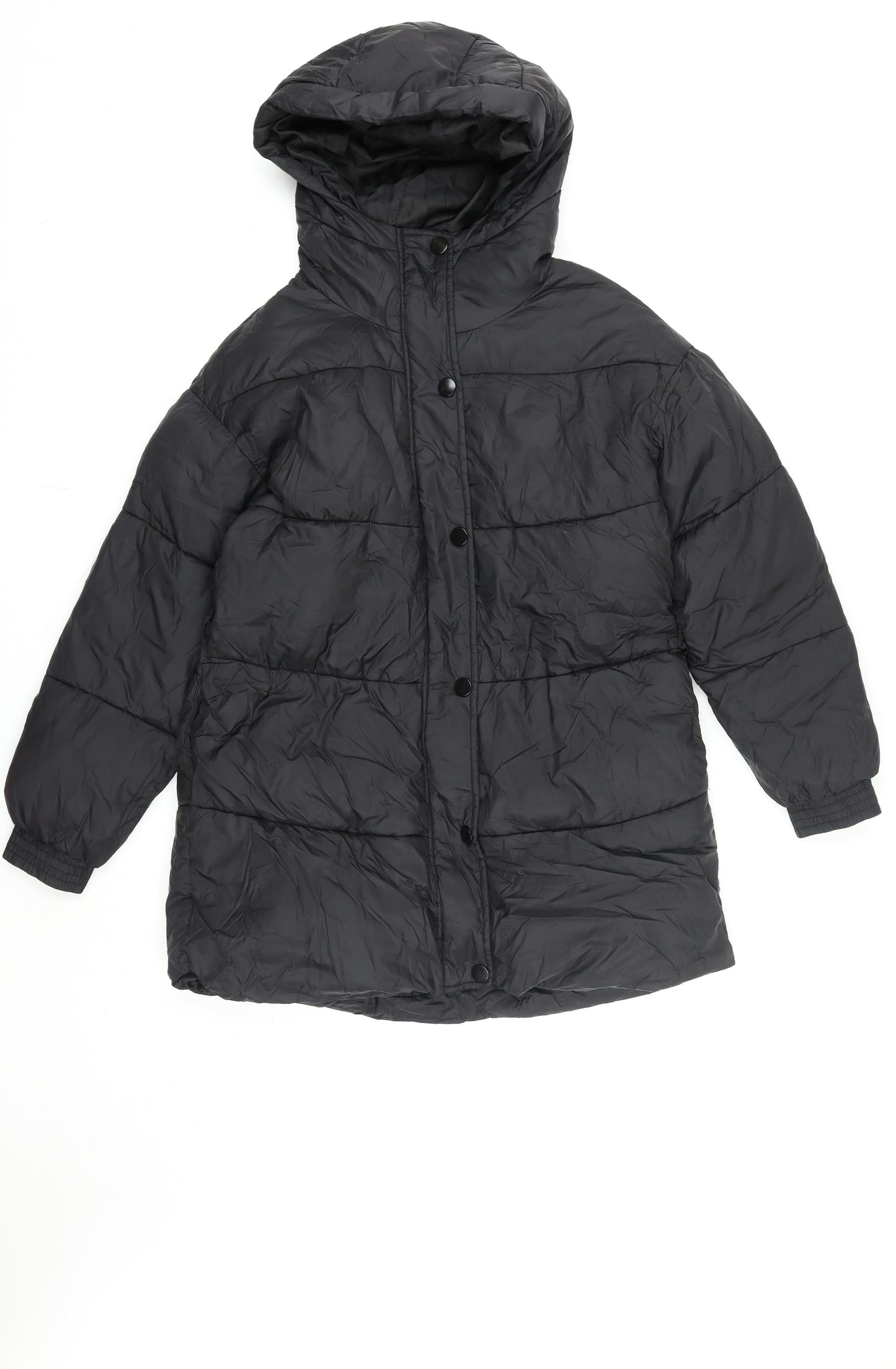 Mango Women Black Small Hooded Quilted Puffer Jacket