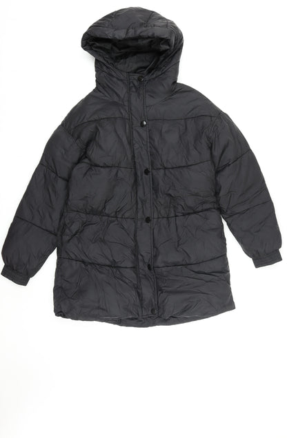 Mango Women Black Small Hooded Quilted Puffer Jacket