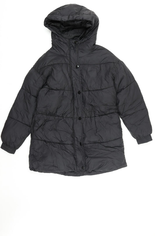 Mango Women Black Small Hooded Quilted Puffer Jacket