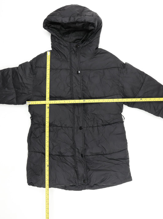 Mango Women Black Small Hooded Quilted Puffer Jacket
