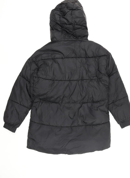 Mango Women Black Small Hooded Quilted Puffer Jacket