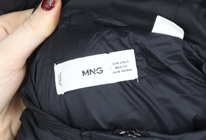 Mango Women Black Small Hooded Quilted Puffer Jacket