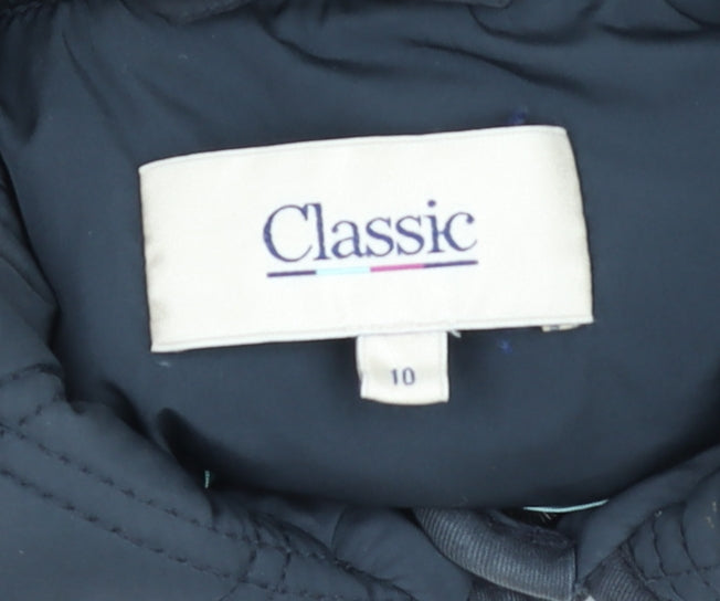Womens UK Size 10 Classic Black Quilted Coat