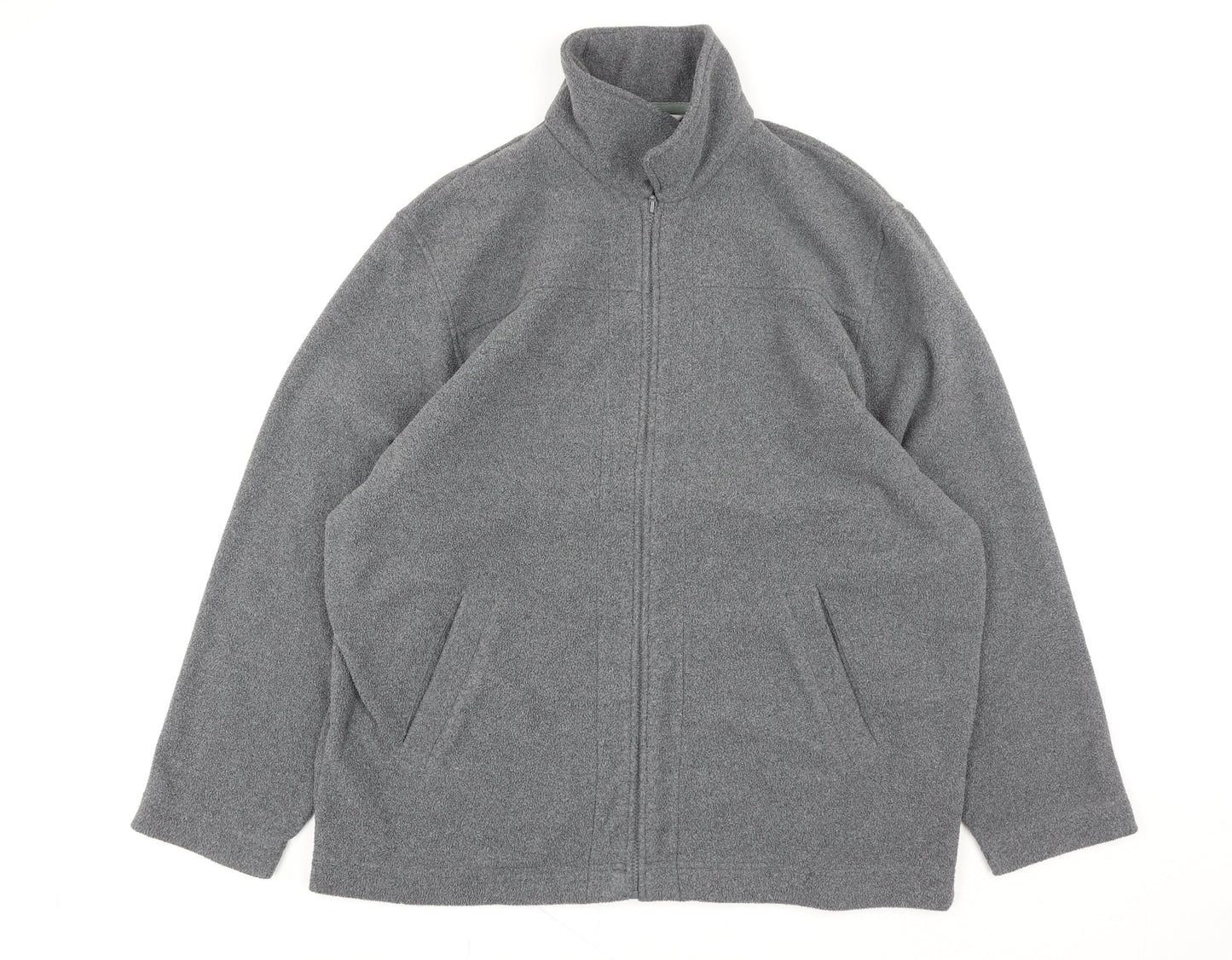 Tu Men’s Grey Fleece Full Zip Jacket L Regular Fit Soft Outdoor Coat
