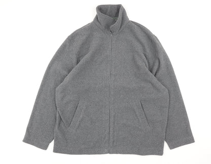 Tu Men’s Grey Fleece Full Zip Jacket L Regular Fit Soft Outdoor Coat