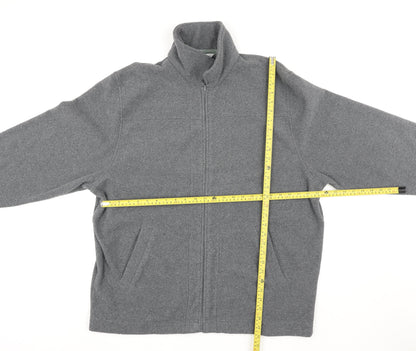 Tu Men’s Grey Fleece Full Zip Jacket L Regular Fit Soft Outdoor Coat
