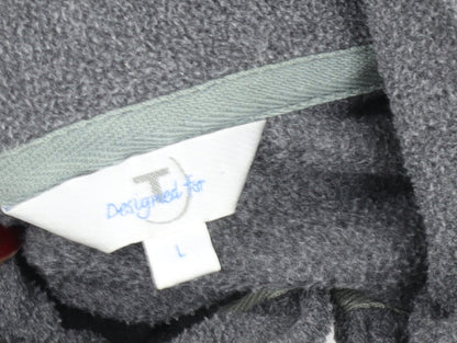 Tu Men’s Grey Fleece Full Zip Jacket L Regular Fit Soft Outdoor Coat