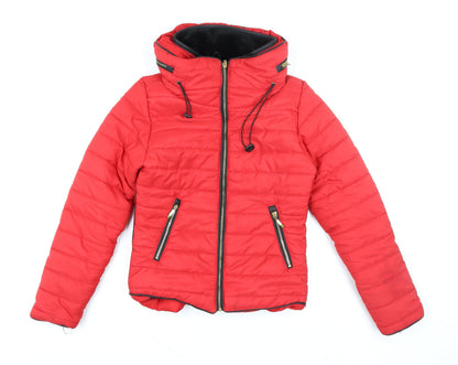 Womens UK Size S Rising Red Puffer Jacket