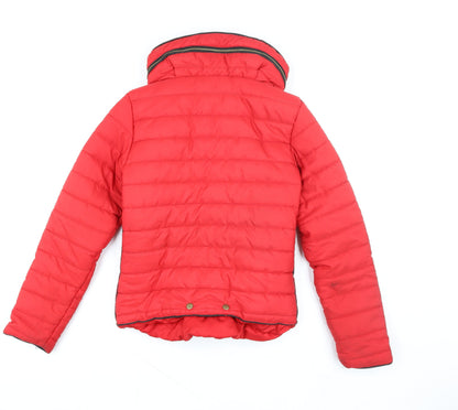 Womens UK Size S Rising Red Puffer Jacket