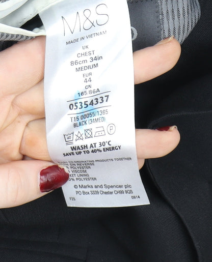 Marks and Spencer Women's Black Regular Fit Two-Button Blazer Size M