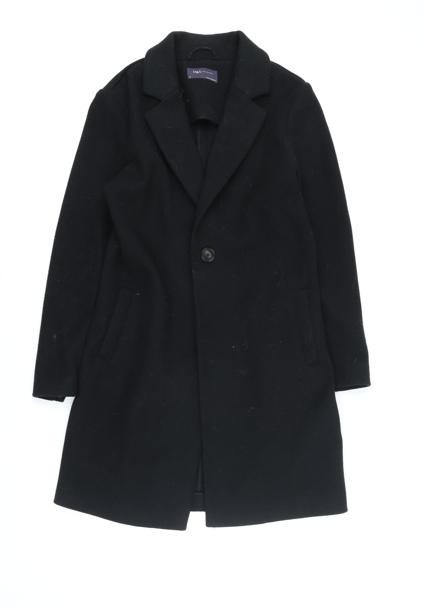 Womens UK Size 8 Marks and Spencer Black Overcoat