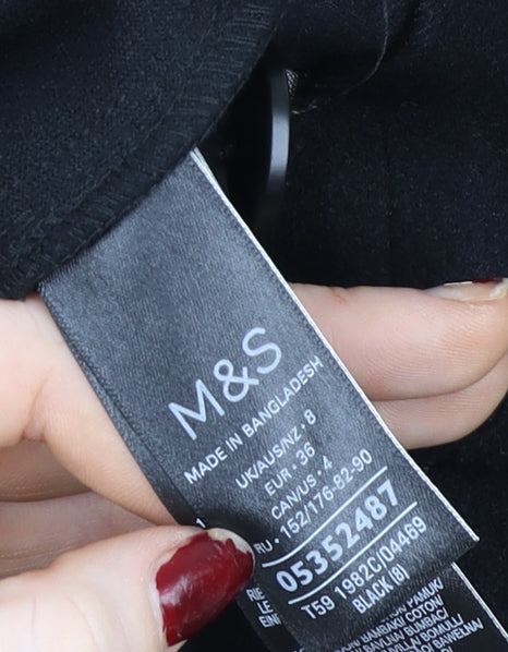 Womens UK Size 8 Marks and Spencer Black Overcoat