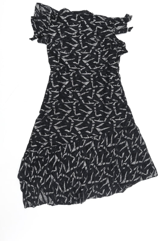Marks and Spencer Women's Black Asymmetric Lace Party Dress Size 12