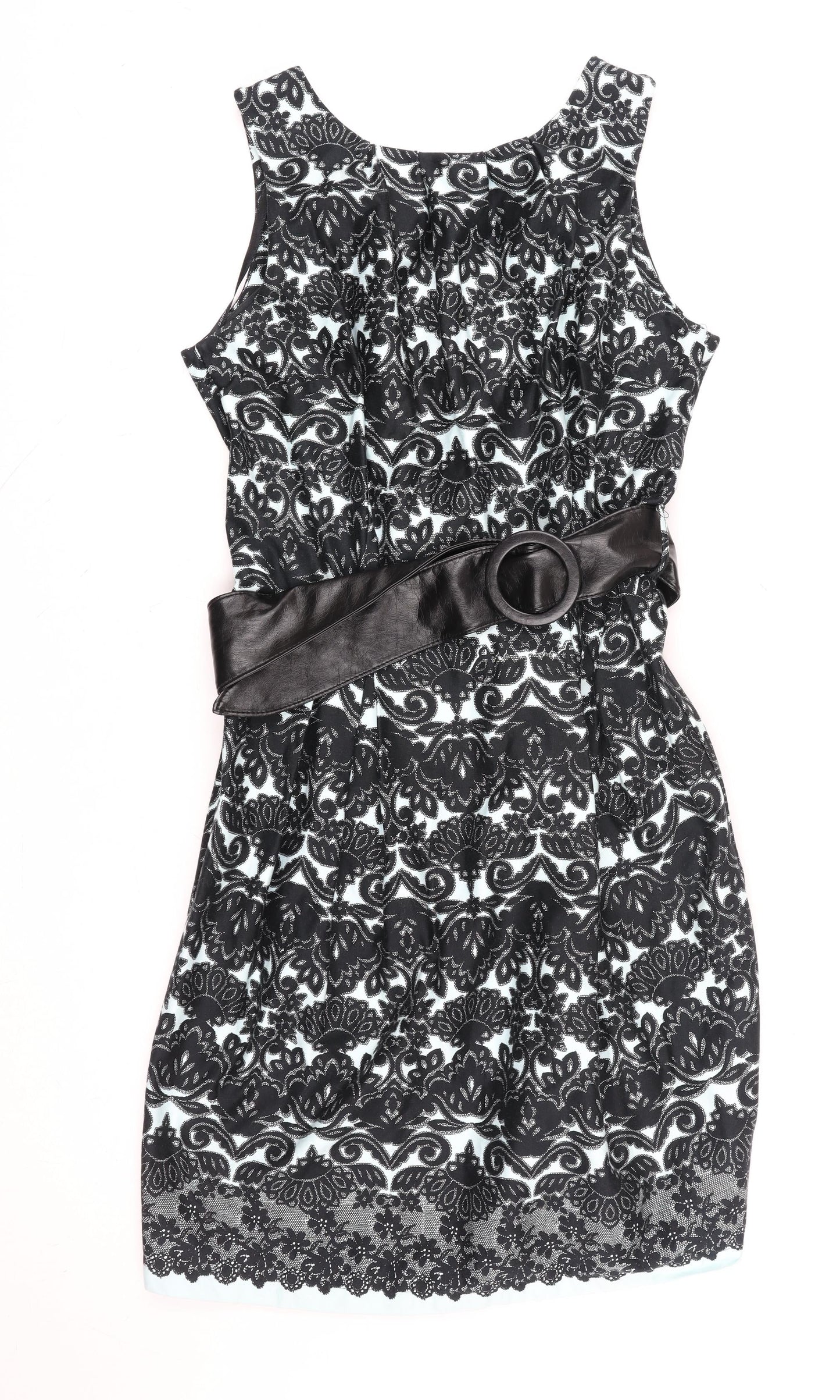 Dorothy Perkins Women’s Black Floral Bodycon Knee Length Dress Size 14