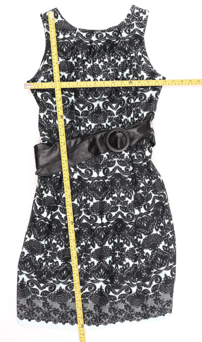 Dorothy Perkins Women’s Black Floral Bodycon Knee Length Dress Size 14