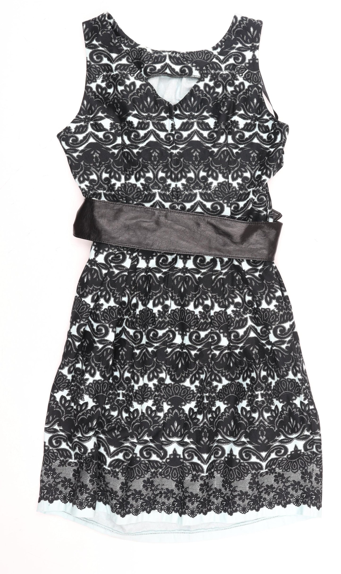 Dorothy Perkins Women’s Black Floral Bodycon Knee Length Dress Size 14