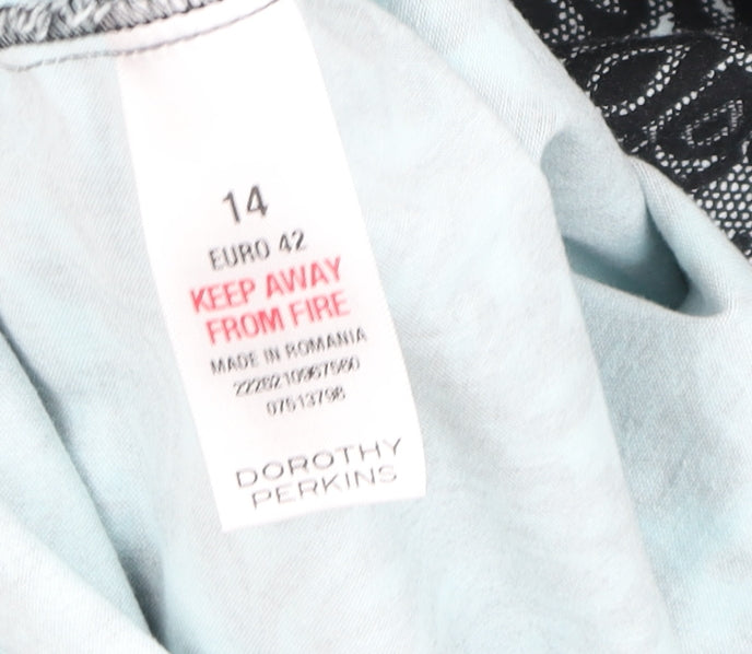 Dorothy Perkins Women’s Black Floral Bodycon Knee Length Dress Size 14