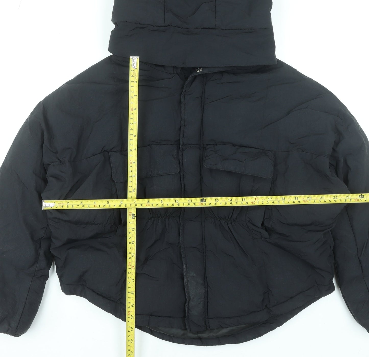 Boohoo Women’s Black Hooded Puffer Jacket Size 10 Winter Coat