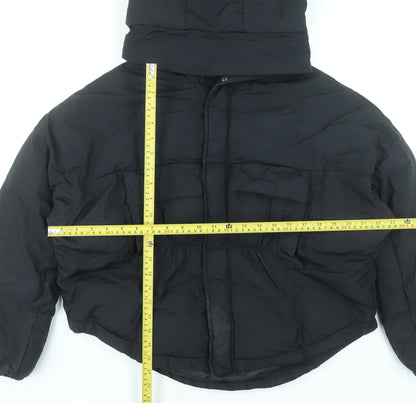 Boohoo Women’s Black Hooded Puffer Jacket Size 10 Winter Coat