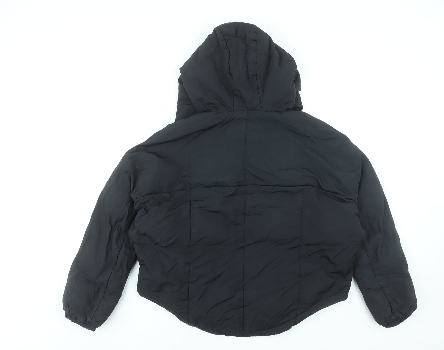 Boohoo Women’s Black Hooded Puffer Jacket Size 10 Winter Coat