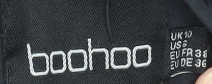 Boohoo Women’s Black Hooded Puffer Jacket Size 10 Winter Coat