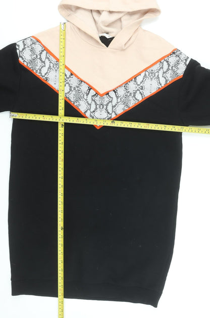 Candy Couture Girls Beige & Black Hoodie T-Shirt Dress Snake Print 15 Years