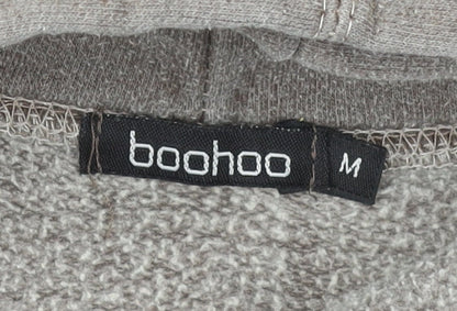 Boohoo Womens Brown Pullover Hoodie Medium Cotton Blend Casual