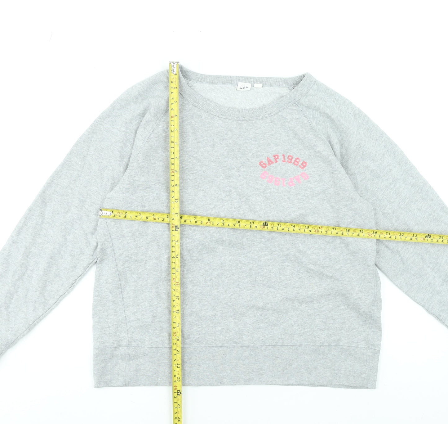 GAP Women Grey Crew Neck Pullover Sweatshirt L Cotton Blend Casual