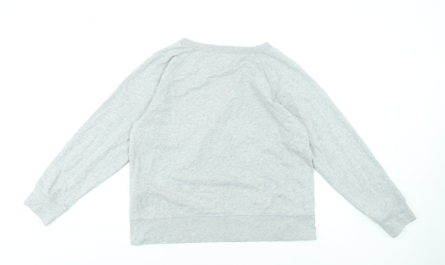 GAP Women Grey Crew Neck Pullover Sweatshirt L Cotton Blend Casual