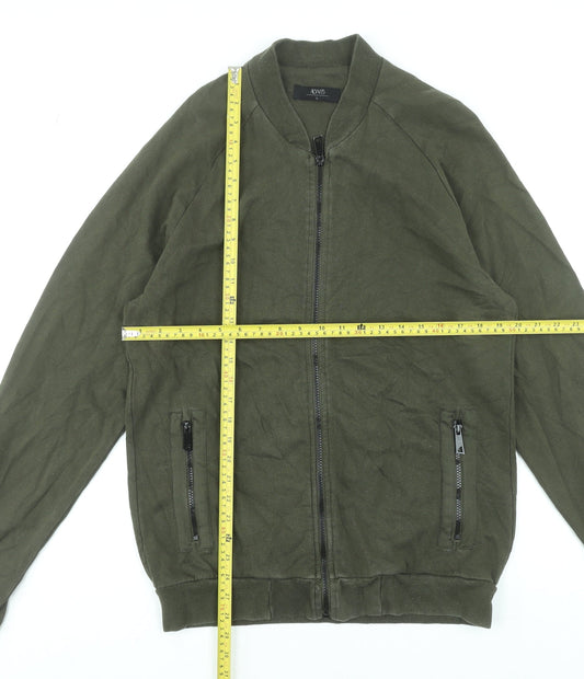 ACW85 Mens Green Full Zip Cotton Sweatshirt Size L