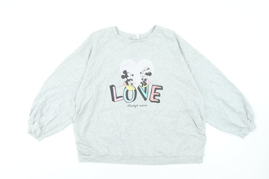 Womens UK Size 18 Disney Grey Pullover Sweatshirt
