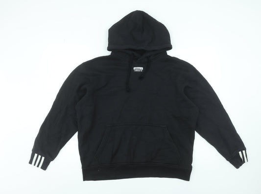 Adidas Men's Black Pullover Hoodie Size M Sports Fleece Sweatshirt
