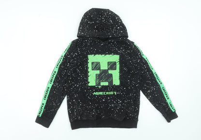 George Boys Black Minecraft Creeper Hoodie 10-11 Years Pullover Cotton Blend
