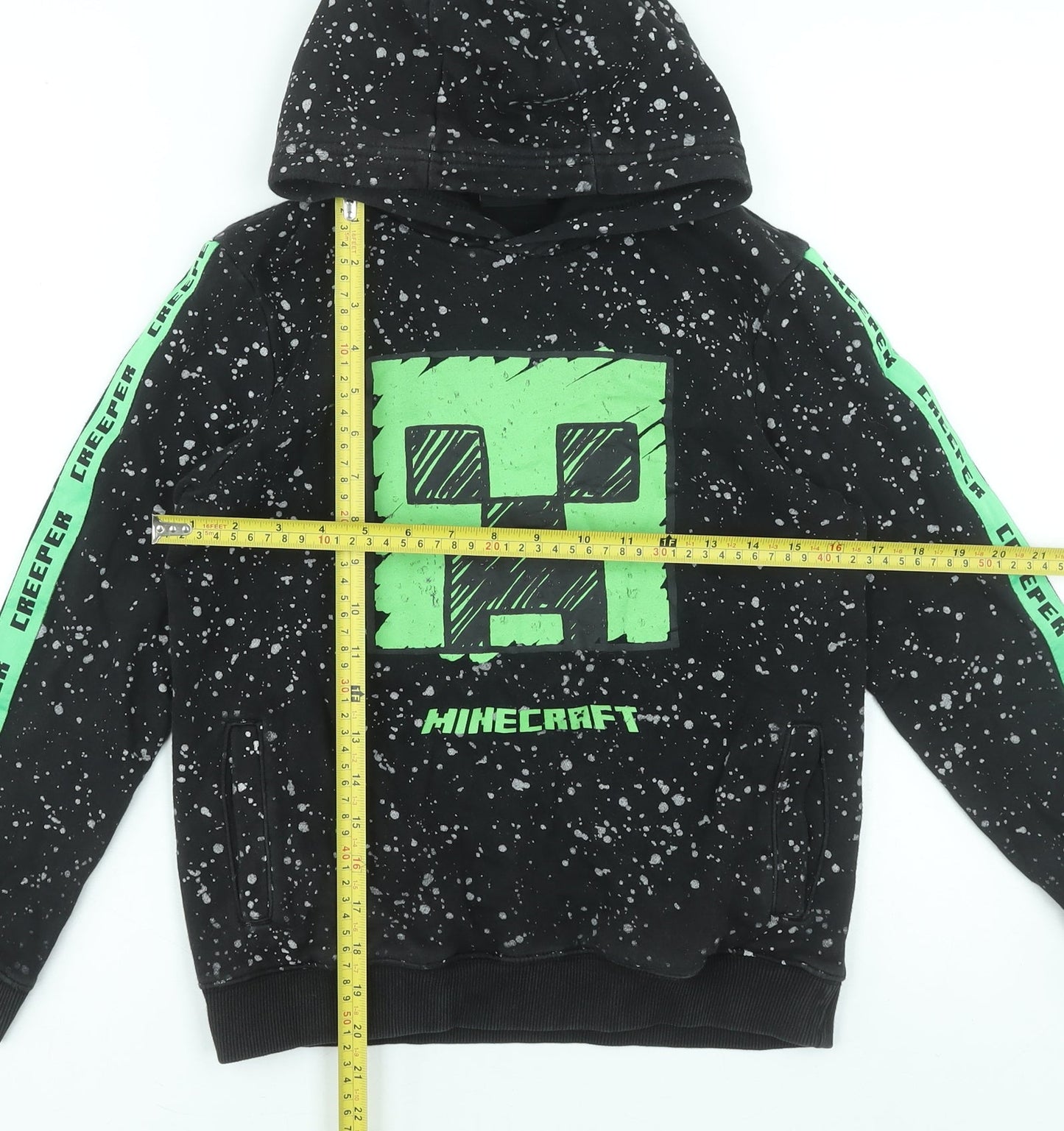 George Boys Black Minecraft Creeper Hoodie 10-11 Years Pullover Cotton Blend