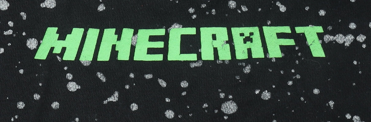 George Boys Black Minecraft Creeper Hoodie 10-11 Years Pullover Cotton Blend